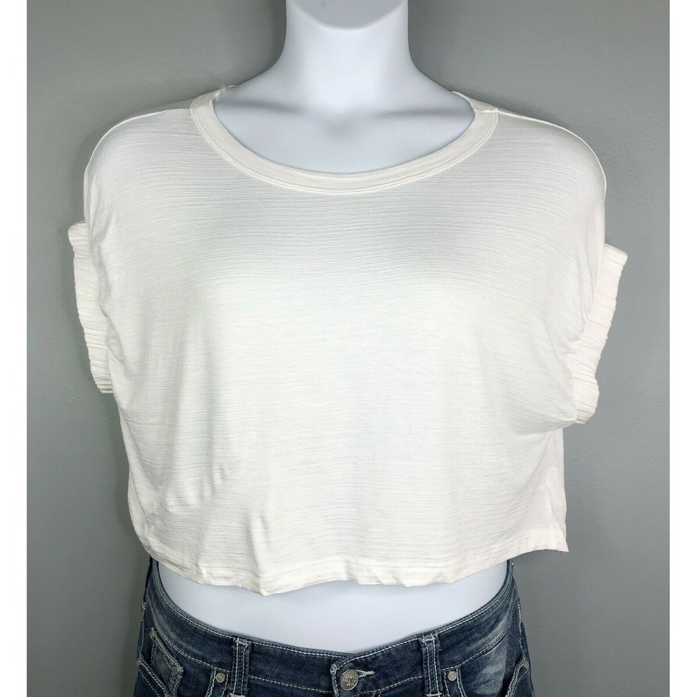 Mikey & Joey Short Sleeve Crop Top Size Small White NEW